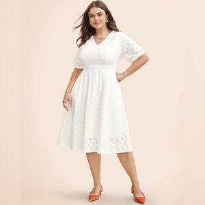 NWT Bloomchic 2X Solid Pocket Laser Cut A-Line Dress